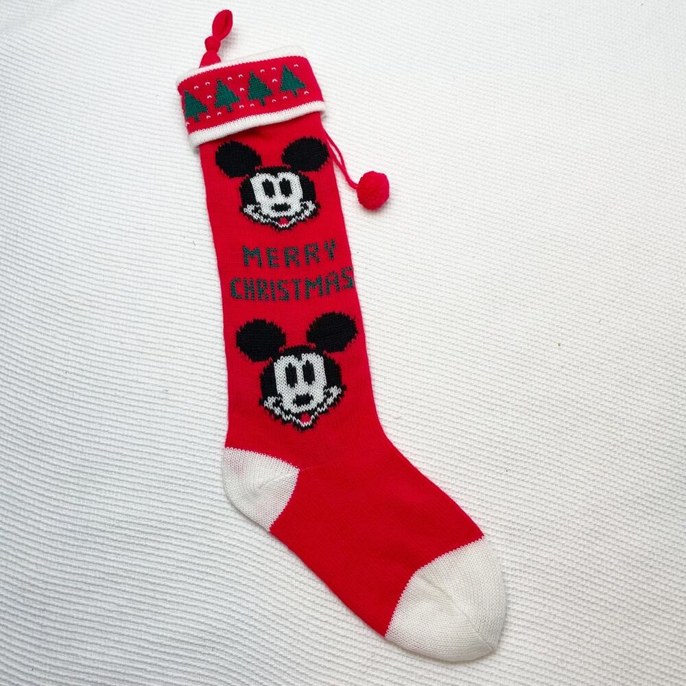 Vintage 1987 Mickey Mouse Stocking Merry Christmas Walt Disney Company Knit